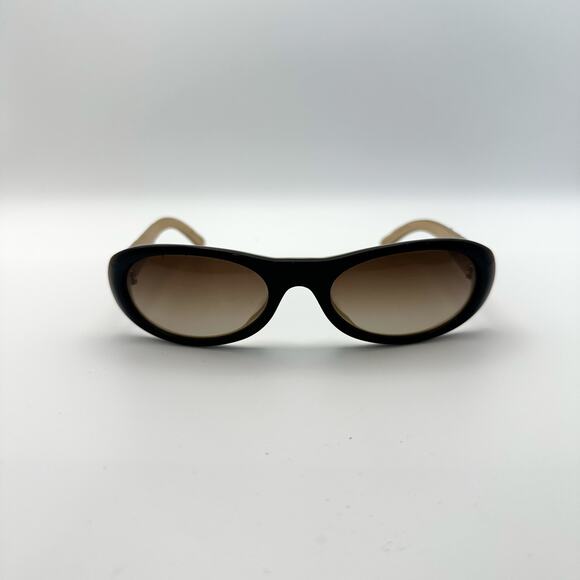 Chanel Leather Temple Beige Quilted Logo Y2K Oval Sunglasses 5129Q Color 71113 - Picture 1 of 11